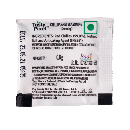 Tasty Pixel - Chilli Flakes Sachets, 8 Gm ( Pack of 250 )