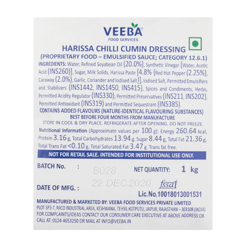Veeba - Harissa Chilli Cumin Dressing, 1 Kg