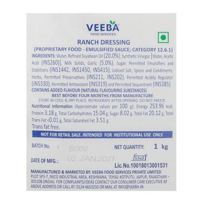 Veeba - Ranch Dressing, 1 Kg