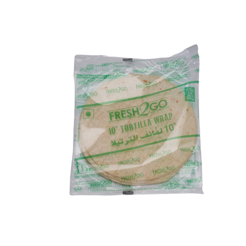 Fresh 2 Go - Whole Wheat Tortilla Wrap (RTC, Frozen 10), 768 gm (Pack of 12)