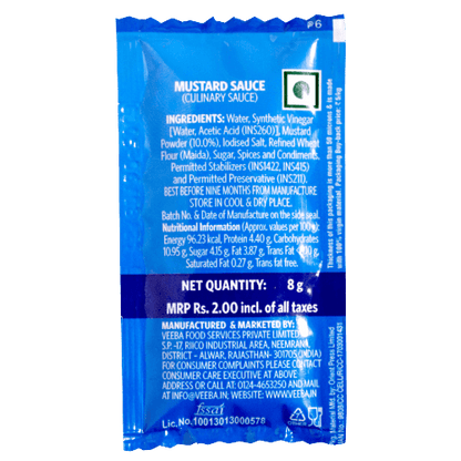 Veeba - Mustard Sauce Sachets 8 Gm, ( Pack of 100 )