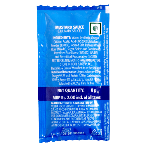 Veeba - Mustard Sauce Sachets 8 Gm, ( Pack of 100 )