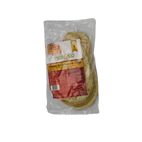 Fresh 2 Go - Frozen Garlic & Coriander Naan, (Pack of 4)