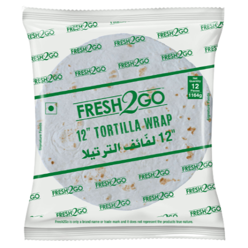 Fresh 2 Go - Frozen 12" Plain Tortilla, 1.2 Kg (Pack of 12)