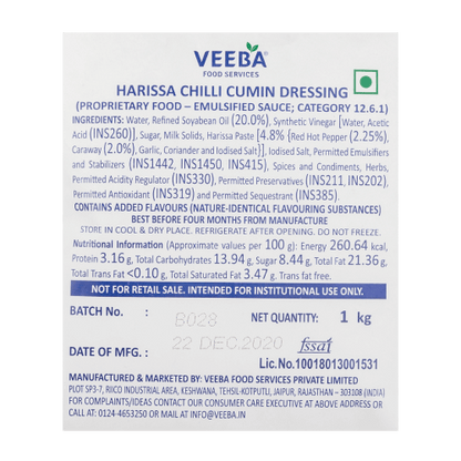 Veeba - Harissa Chilli Cumin Dressing, 1 Kg