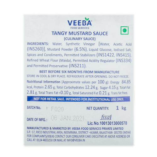 Veeba - Tangy Mustard Sauce, 1 Kg